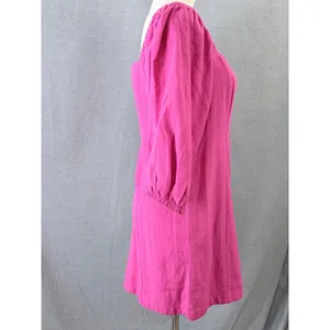 L*Space Bright Pink Puff Sleeve Square Neck Button Front Mini Dress‎ M thumbnail 5