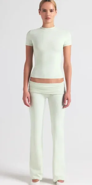 Skims Cotton jersey fold-over pant Color spearmint thumbnail 1