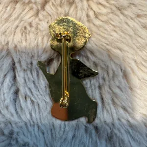 Vintage Gold Tone‎ Costume Green Rhinestone Angel Praying Pin 1.5” thumbnail 2