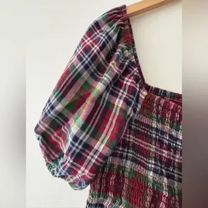 American Eagle Women's Plaid Puff Sleeve‎ Smocked Top Y2K Vibes thumbnail 3
