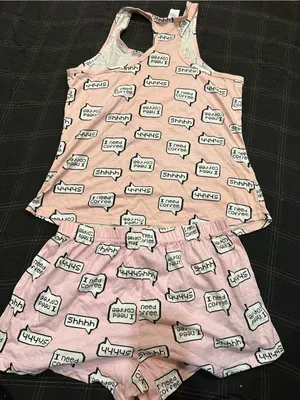 Girls Pink Coffee Graphic Pajama Tank & Shorts Set thumbnail 7