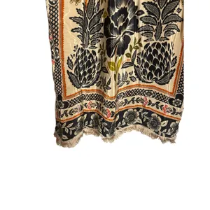 Farm Rio Romantic Garden Tie Sleeve Floral Print Fringed Mock Neck Maxi Dress M thumbnail 9
