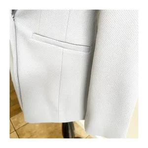 Zara Blazer Women Medium Blue Textured Double Breasted Military Button Formal thumbnail 5