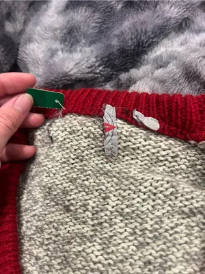 Gray and Red Knit Button-Front mens Sweater Vest thumbnail 5