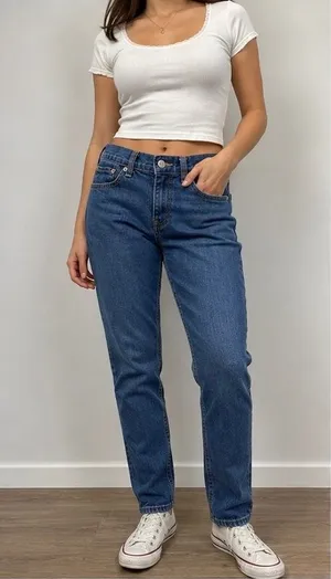 Levi’s 502 Regular Taper Women’s Jeans Size 16 Reg W28 L28 Blue Stretch Denim thumbnail 1