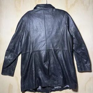 III State Leather Jacket Womens XL Black Button Coat Mid Length Classic‎ thumbnail 7