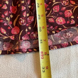 Old Navy Floral Mini Dress Women’s Small Burgundy Pink V-Neck Pockets Boho thumbnail 6
