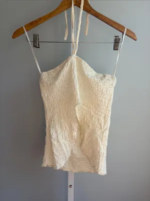 Princess Polly Cream Textured Halter Cami thumbnail 2
