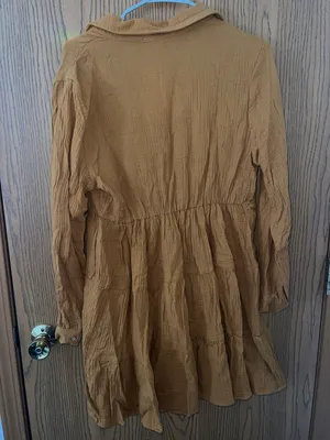 Peach Love Mustard Button Up Dress thumbnail 4