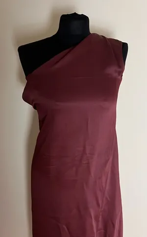 Zara One-Shoulder Maroon Dress thumbnail 1
