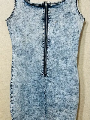 Sleeveless Acid Wash Mini Dress - Light Blue thumbnail 2