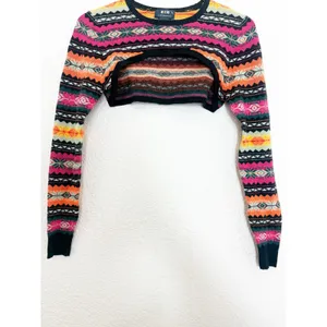 Anthropologie Maeve Abstract Sweater Shrug Size XS Multi Color Fair Isle Nordic thumbnail 8