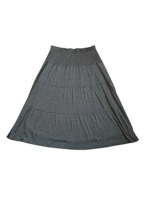 Eileen Fisher Silk Cotton Gray Midi Skirt Minimalist Quiet Luxury Effortless thumbnail 3