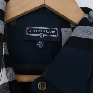 Duffield Lane Shirt Dress Womens M Navy Plaid Belted Button Down Excellent thumbnail 2