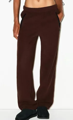 skims fleece lounge straight leg pant NWT COCOA SIZE L (BLP) thumbnail 1