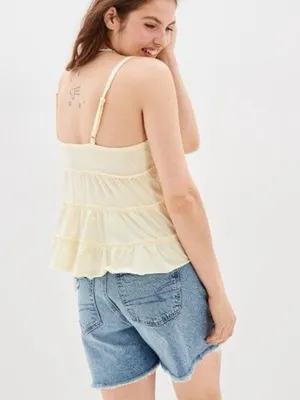 American Eagle Size Small Yellow Peplum Tank Top thumbnail 2