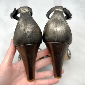Giuseppe Zanotti Vicini Vintage Y2K Metallic Leather Block Heel Sandals 2000s 39 thumbnail 10