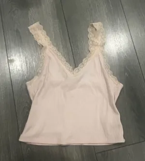 American Eagle Ribbed Pint Tank With Lace Hem thumbnail 1
