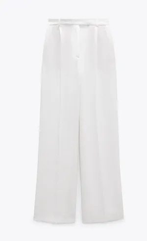 ZARA nwt wide straight leg high waisted men’s style pleated pants thumbnail 8
