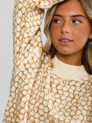 Gilded Intent Textured Sweater oversized mock neck honeycomb open-knit structure thumbnail 4