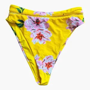 Tobi Yellow Floral Ruffle Bikini Set Women’s Small Tie Front High Cut Boho Pool thumbnail 6