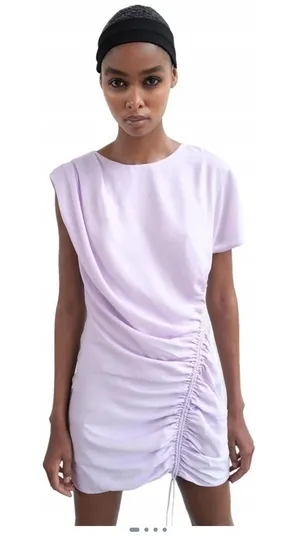Zara Lilac Side-Ruched Mini Dress thumbnail 1