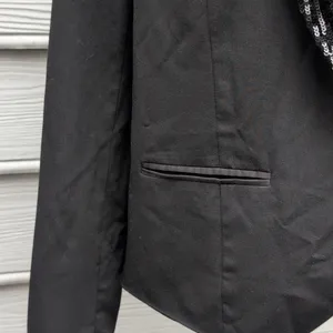 NWT Forever 21 Black Blazer | Sequin Lapel Black Blazer thumbnail 3