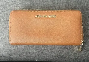 Michael Kors Tan Leather Zip Wallet with Gold Logo thumbnail 1