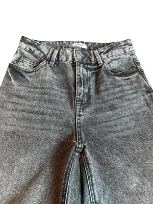 Pimkie Washed Black Denim Wide Leg Jeans High Waisted Classic Size 34 0-2 Womens thumbnail 2