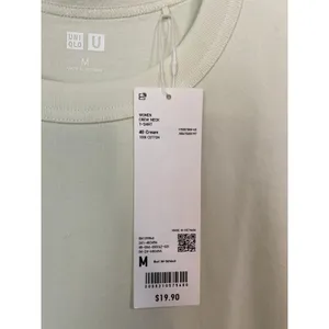 UNIQLO Women’s 100% Cotton Crew Neck T-Shirt Cream Size Medium NWT thumbnail 2
