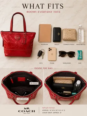 Coach Y2K Signature Patent Leather Tote Persimmon Red F15142 thumbnail 9