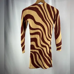 Zara Wool Blend Long Sleeve Mini‎ Dress in Brown Zebra Size Small thumbnail 5
