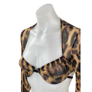 Edikted Women's Leopard Print Mesh Sheer Long Sleeve Bolero Shrug Bra Top Size M thumbnail 3