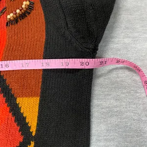 I.B. Diffusion Small Y2K Knit Sweater Beaded Diamond‎ Pattern Vintage Abstract Black thumbnail 7