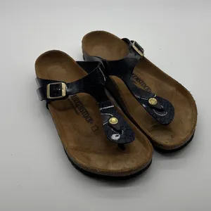 Birkenstock Gizeh Galaxy Black Glitter Patent Leather Sandals Womens 39 L8 M6 thumbnail 10