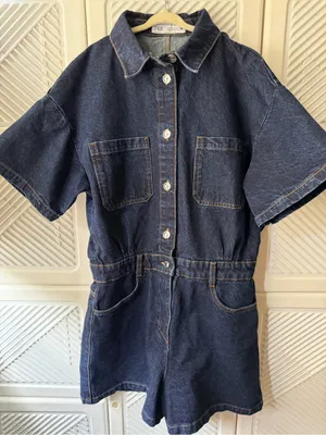 Zara Dark Blue Denim Romper thumbnail 9