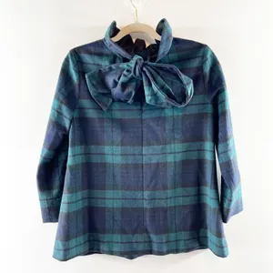Tuckernuck Blackwatch Faye Plaid Wool Blend 3/4 Sleeve Blouse Green XS thumbnail 5