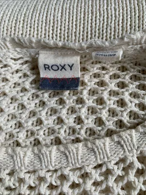 Roxy size small Ivory long sleeve knit pullover tunic sweater thumbnail 3