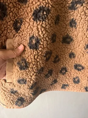Abercrombie & Fitch Brown Leopard Sherpa Half Zip Sweater Size Medium thumbnail 5