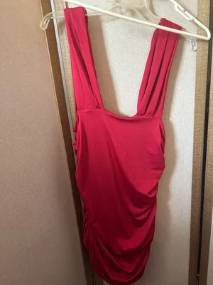 Red Sleeveless Ruched V-Neck Junior Dress Large thumbnail 6