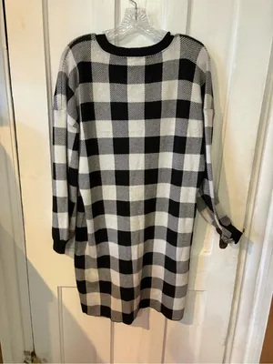 Love Scarlett Black & White Buffalo Check Long-Sleeve Sweater Dress thumbnail 6