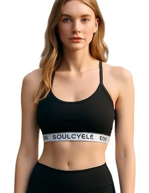 Soulcycle Black White Cotton Bralette Loungewear Racerback Top S thumbnail 1