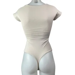 ARITZIA Babaton Women's Cream Short Sleeve Square Neck Shirt Bodysuit Top Sz XS thumbnail 2