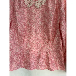 Vintage Jonathan Martin Pink Floral Lace Collar‎ Blouse Cotton Victorian Top 14 thumbnail 2