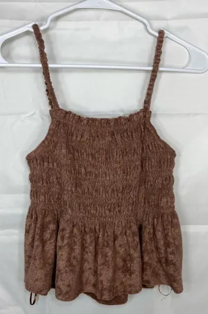 NEW SO women’s brown soft stretch elastic stretch loose hem‎ cropped tank summer thumbnail 1