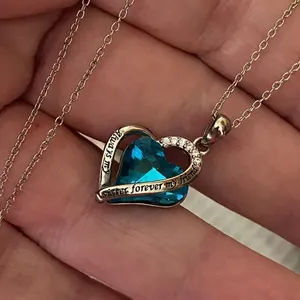 Always My Sister Forever My Friend Sterling Silver Crystal Heart Necklace thumbnail 3