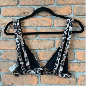 ASOS Swim Womens Leopard Print Triangle Bikini Top Brown Black US 6 F100251 thumbnail 2