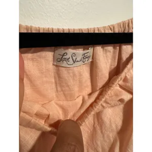 LoveShackFancy‎ Off Shoulder Tassel Crop Top Peach Boho Festival Small thumbnail 3