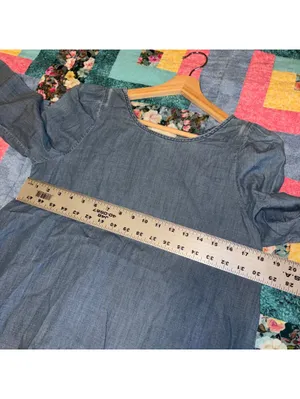 The Great. $225 Woman’s 1 Small Denim Puff Sleeve Boho Pleasant Blouse Top thumbnail 8