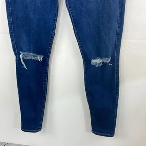 7 For All Mankind Blue The Ankle Skinny Jeans with Distressed Detail size 31 thumbnail 3